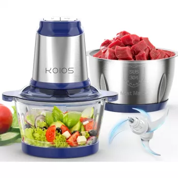 500W 8-Cup Food Processor: Glass + Steel Bowls